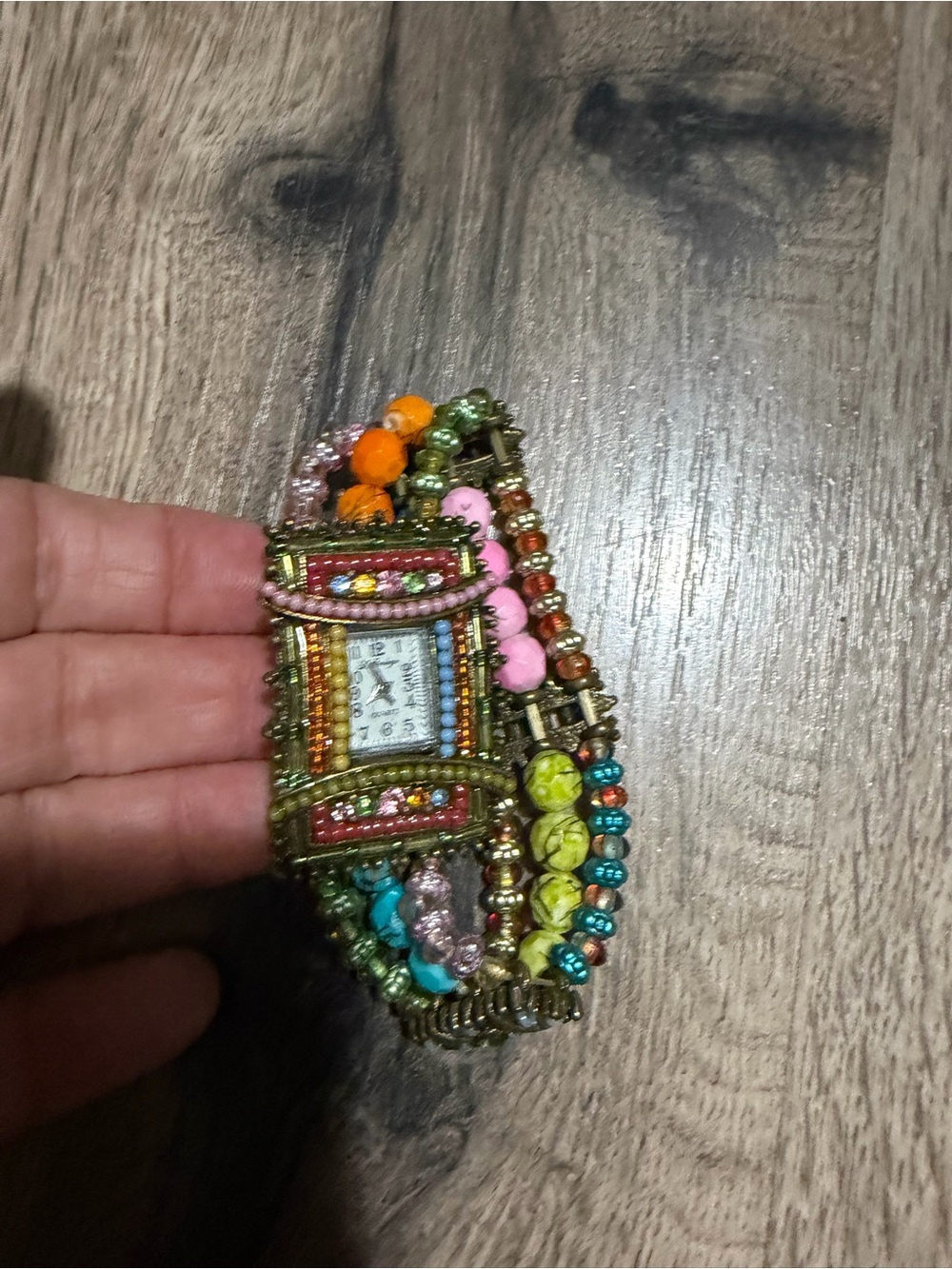 Multicolor Beaded Women's Watch Bracelet - Bohemian Style
